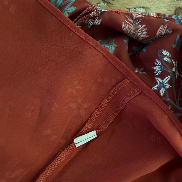 Forever 21 Contemporary Womens Large‎ Brown Rust Red Satin Floral Dress Tank - Picture 6 of 10